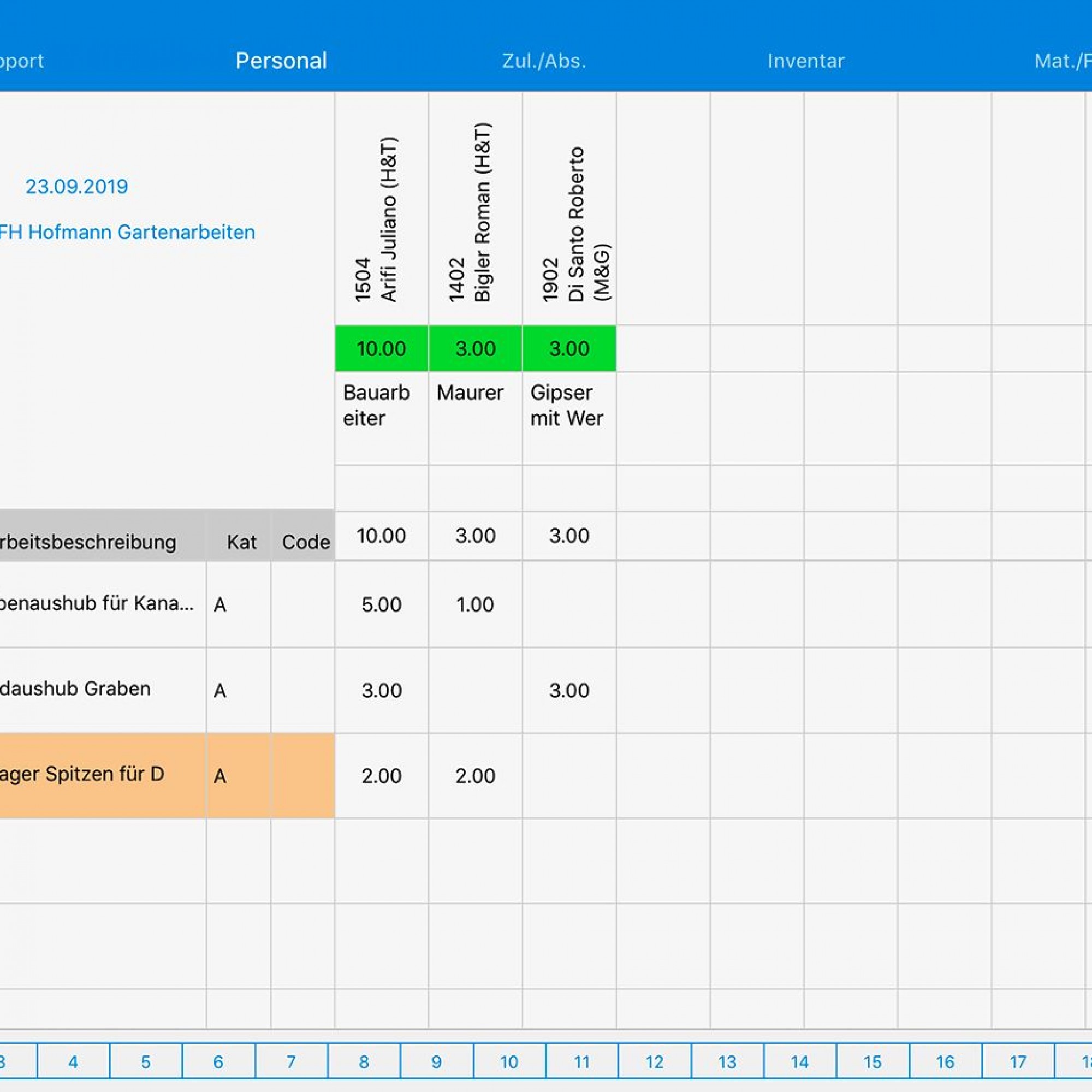 Die ‹myRapport›-App von Sorba: Der mobile Tagesrapport gleicht vom Aufbau her dem Papierrapport und ist sehr intuitiv bedienbar.