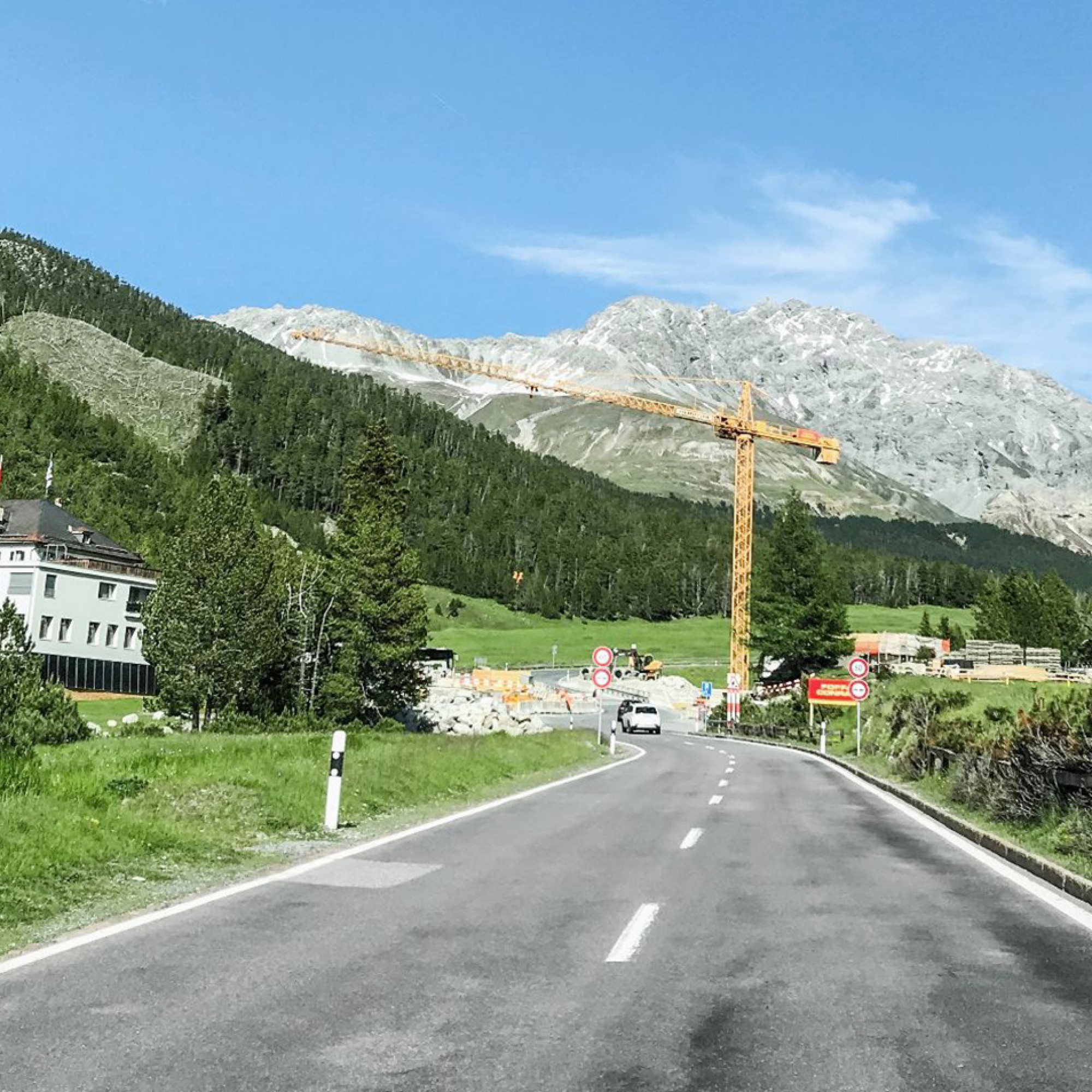 Baustelle zwischen Zernez und Müstair