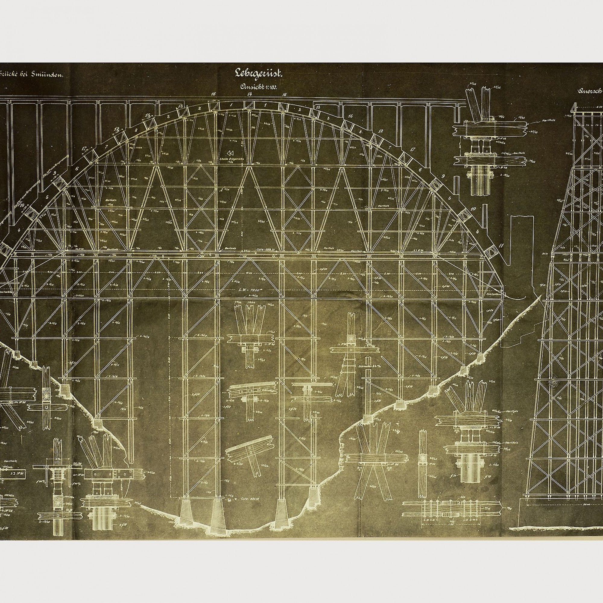 Plan für das Lehrgerüste der Gmündertobeblbrücke.