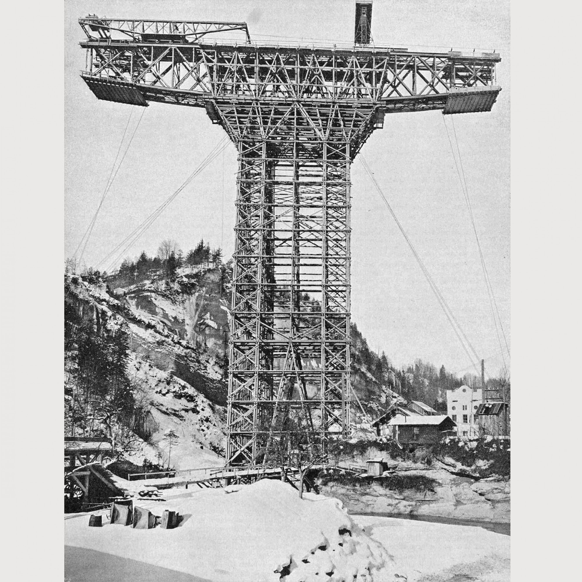 Fachwerkträger um 1910 für das Sitterviadukt.