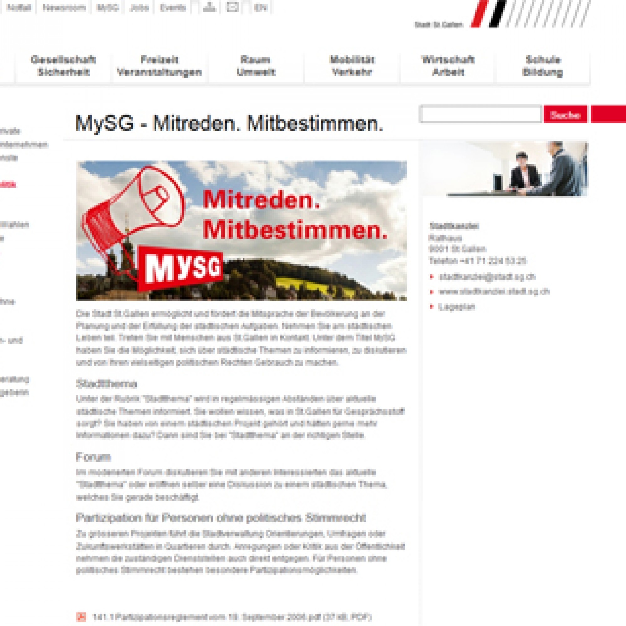 Die Stadt St. Gallen erweitert die Funktionalität ihrer Website mit der Community-Funktion «MySG».
