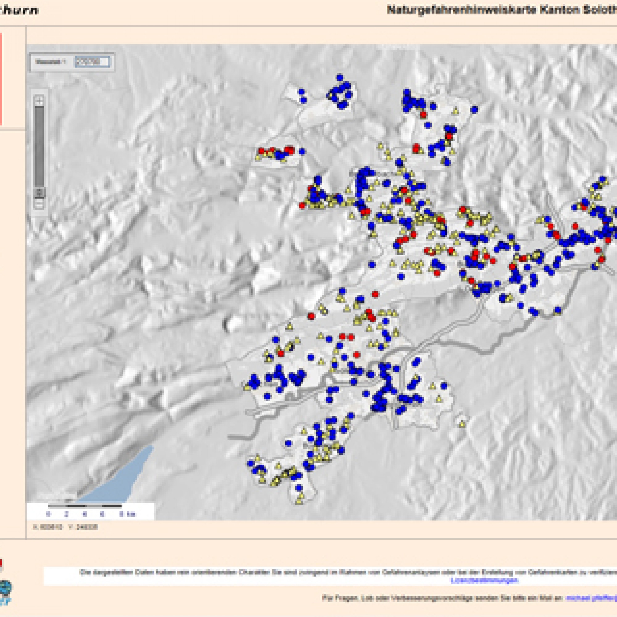 Naturgefahrenkarten (im Bild: Kanton Solothurn) sind eine wichtige Grundlage für eine sichere Entwicklung der Schweiz.