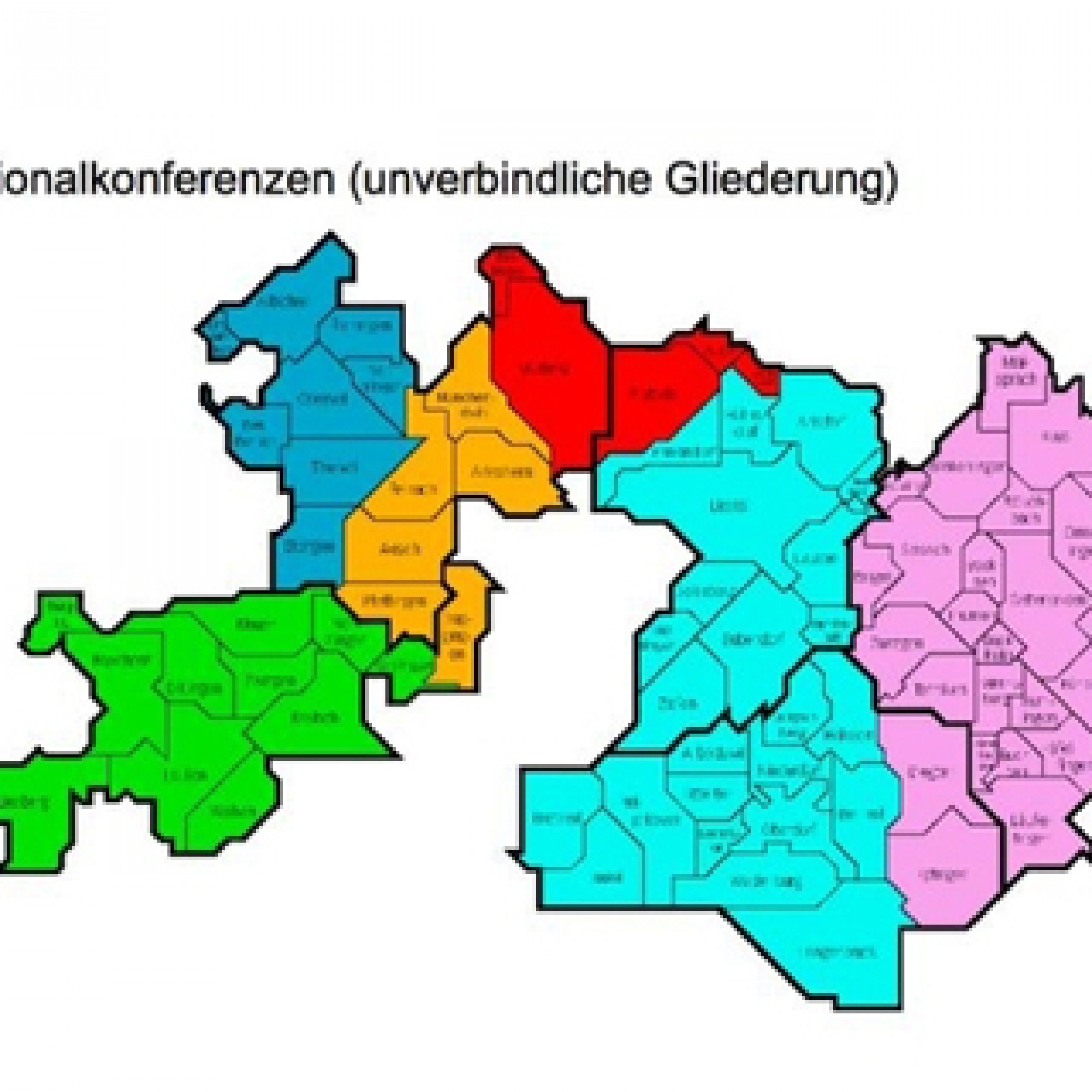 Aus fünf mach sechs: Die geplanten Regionalkonferenzen im Kanton Basel-Landschaft.