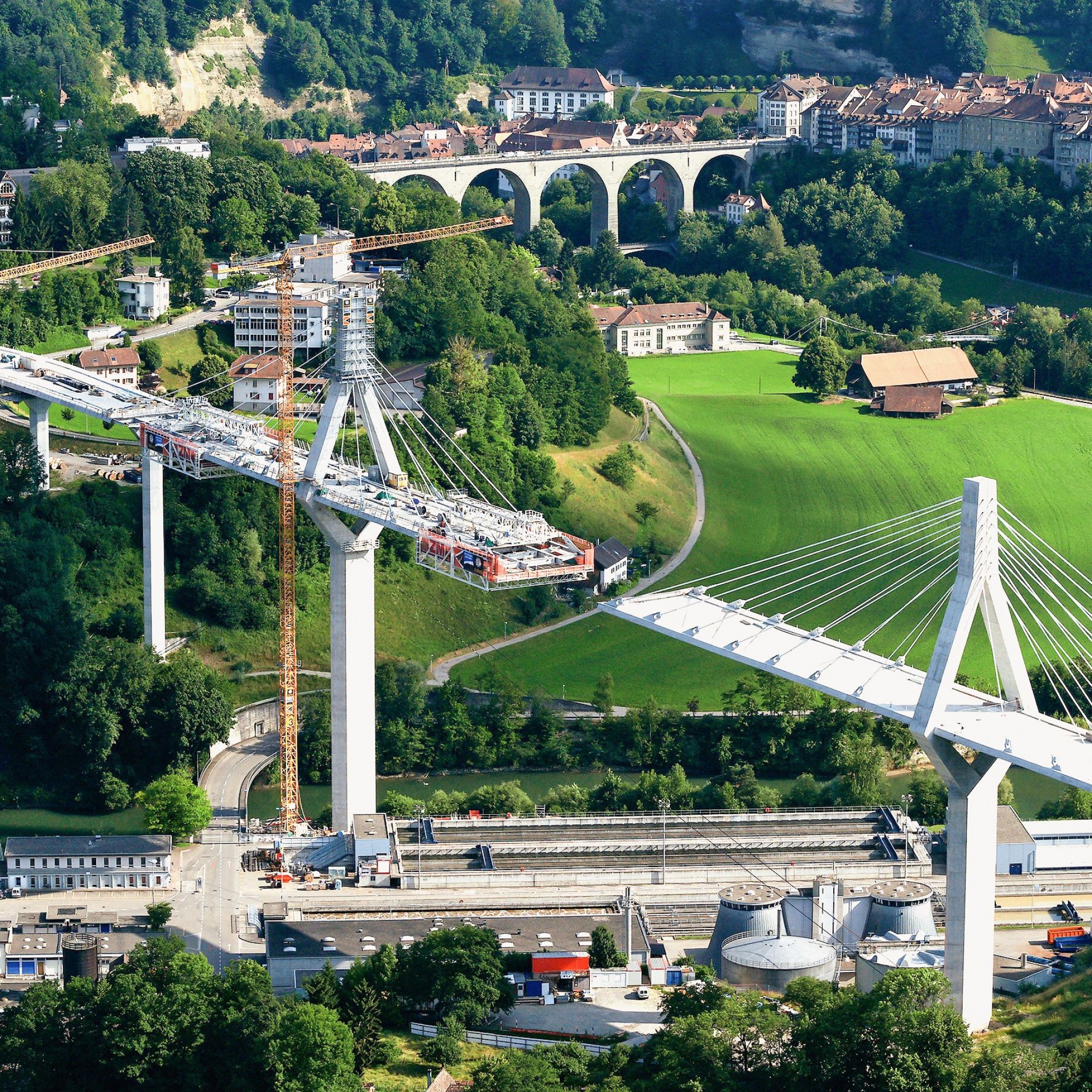 Bau der Poyabrücke in Freiburg