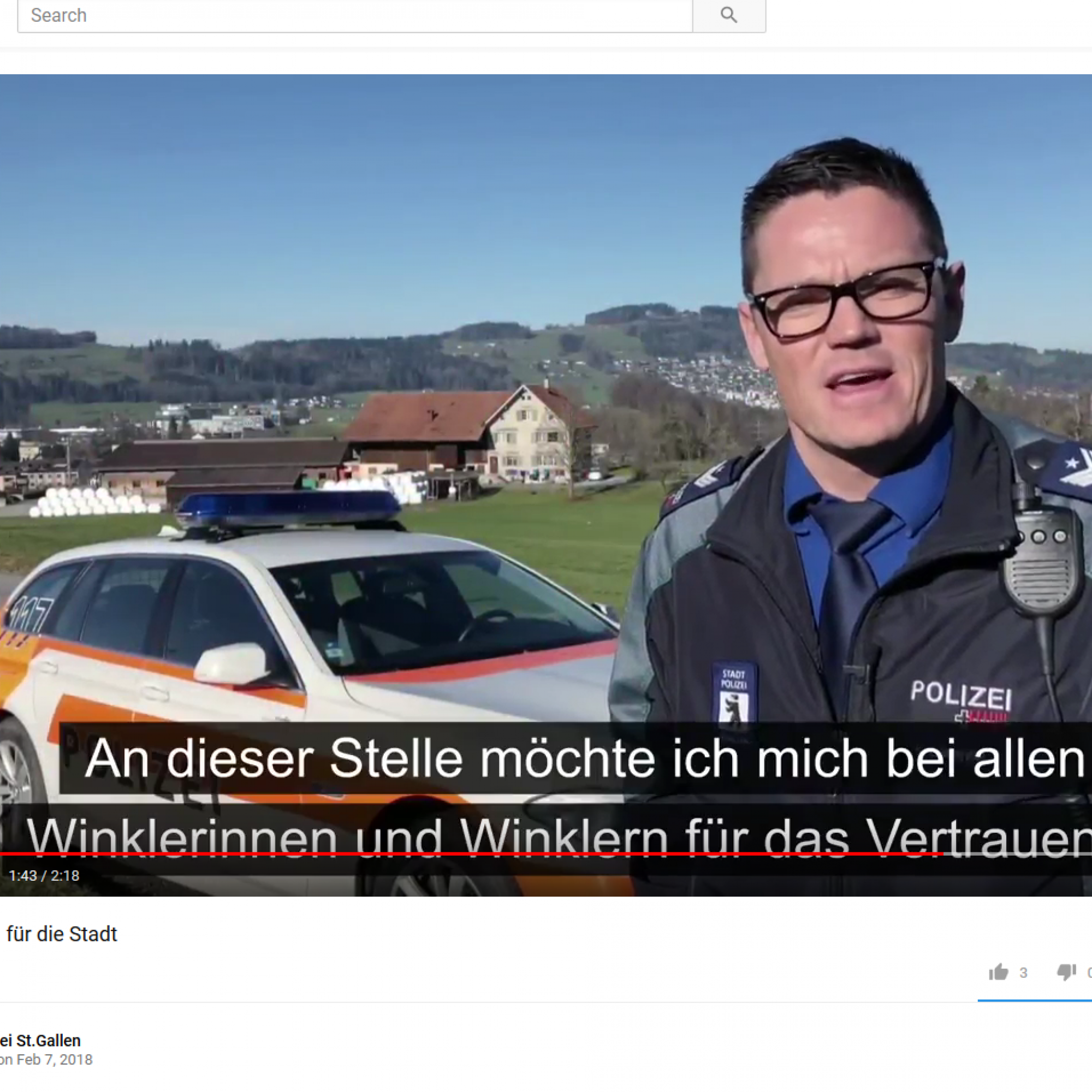 Die Stadtpolizei St. Gallen zeigt sich multimedial, mit Blog und Youtube-Videos (Screenshot).