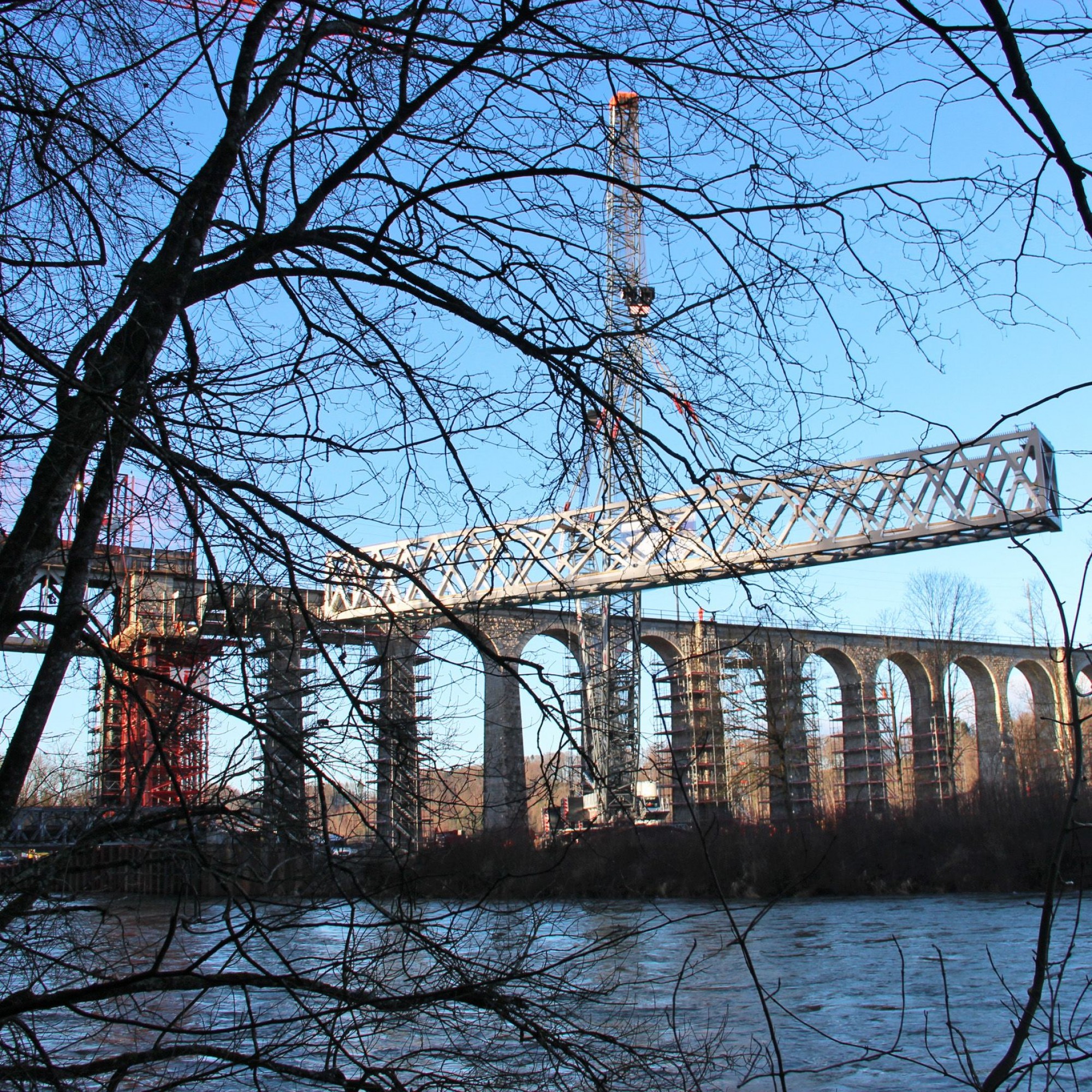 Stahlbrücke Saaneviadukt Saane