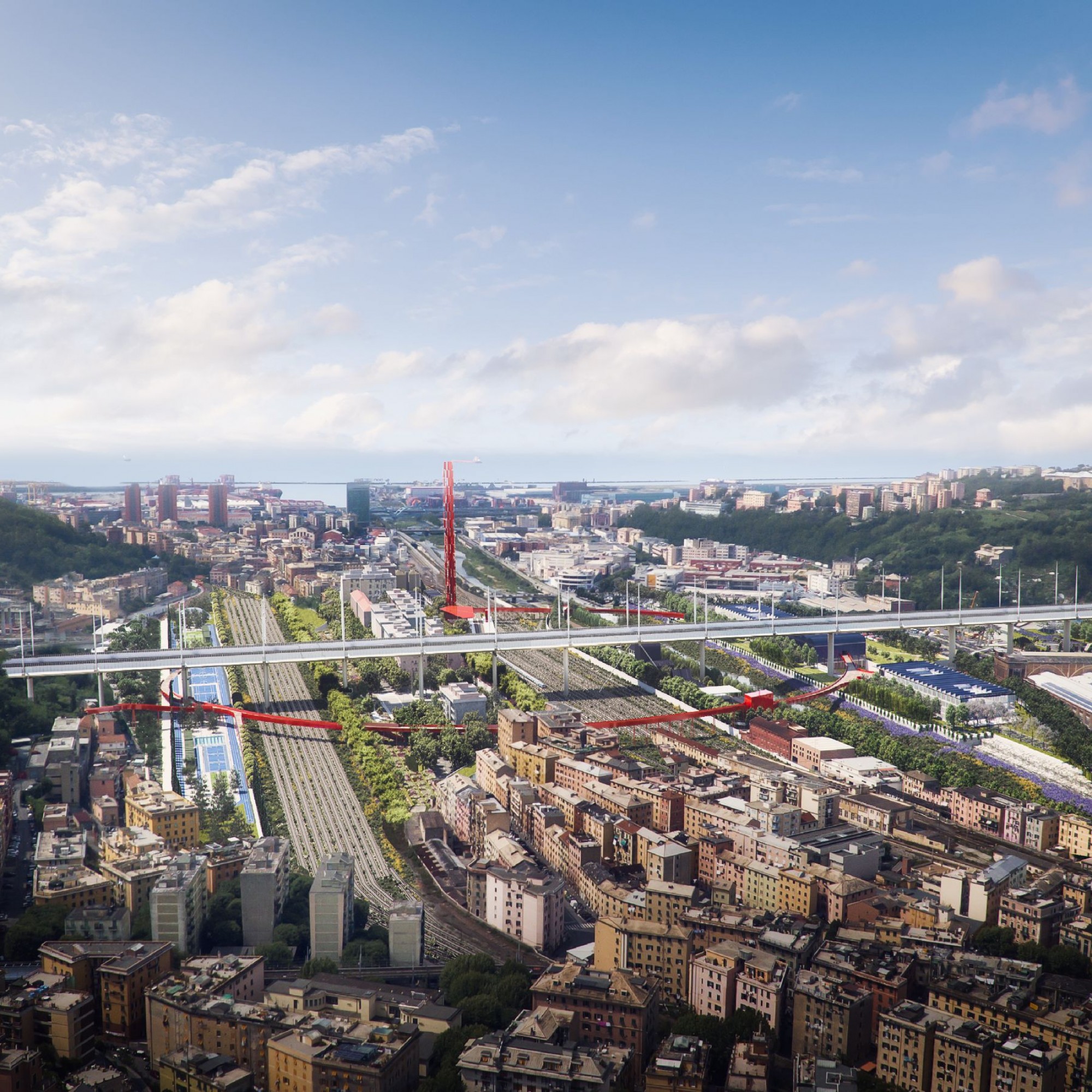 Visualisierung der Ponte di Genua von Renzo Piano