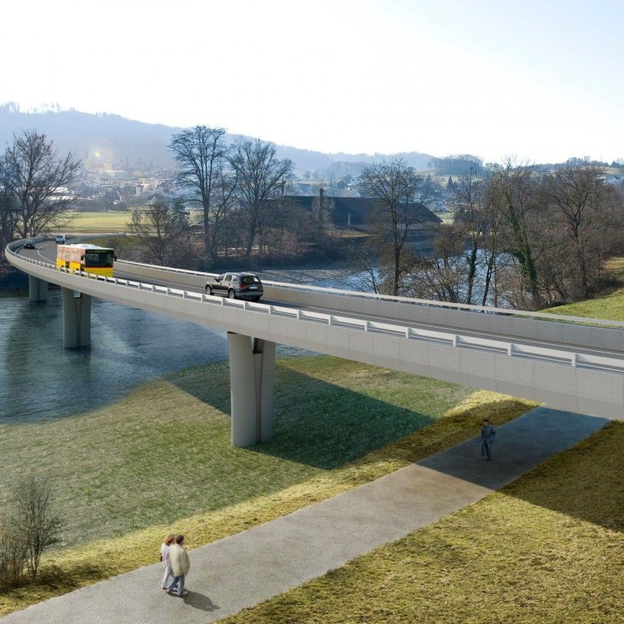 Neue Reussbrücke mit Uferweg