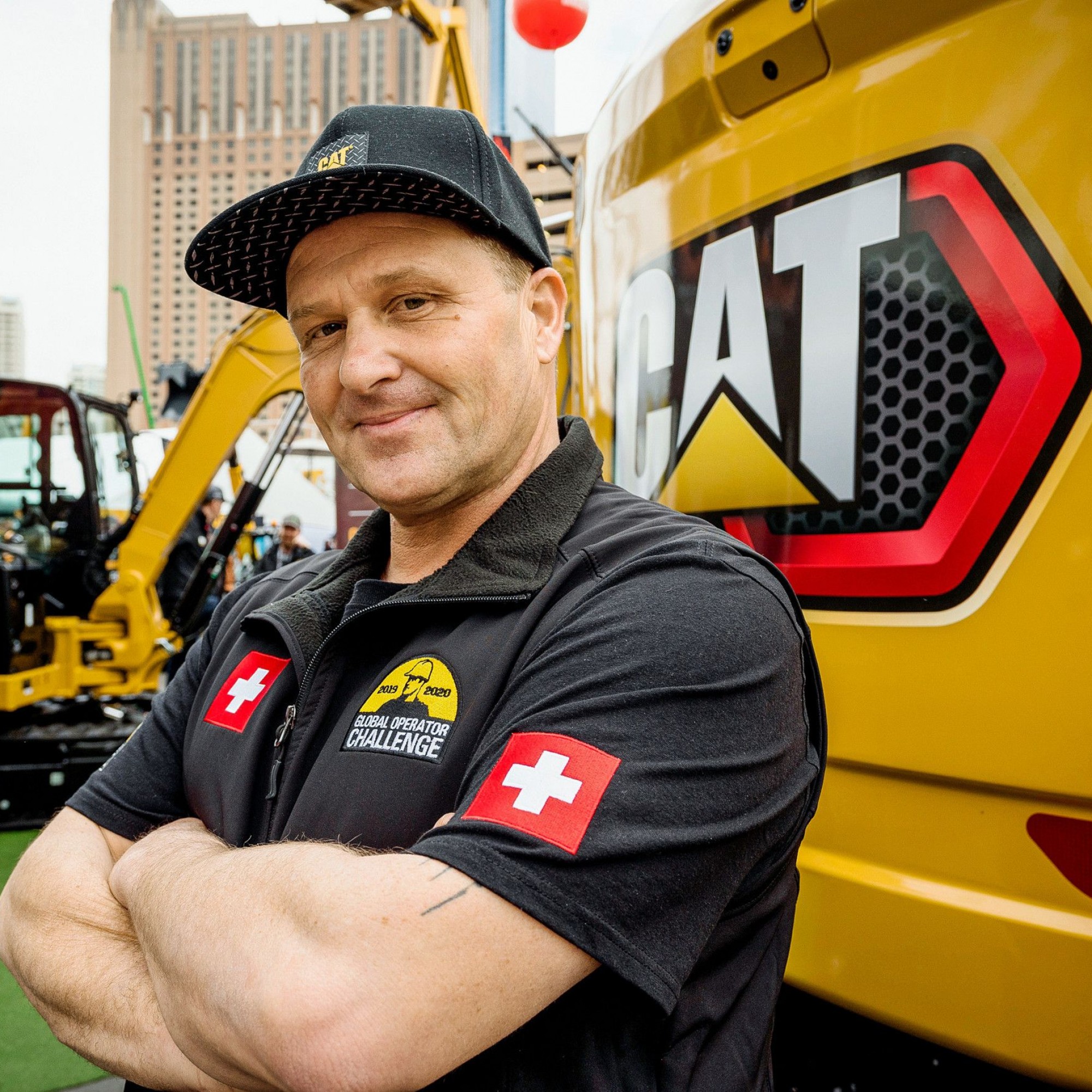 Bruno Grossen auf dem Caterpillar-Messestand der Conexpo in Las Vegas