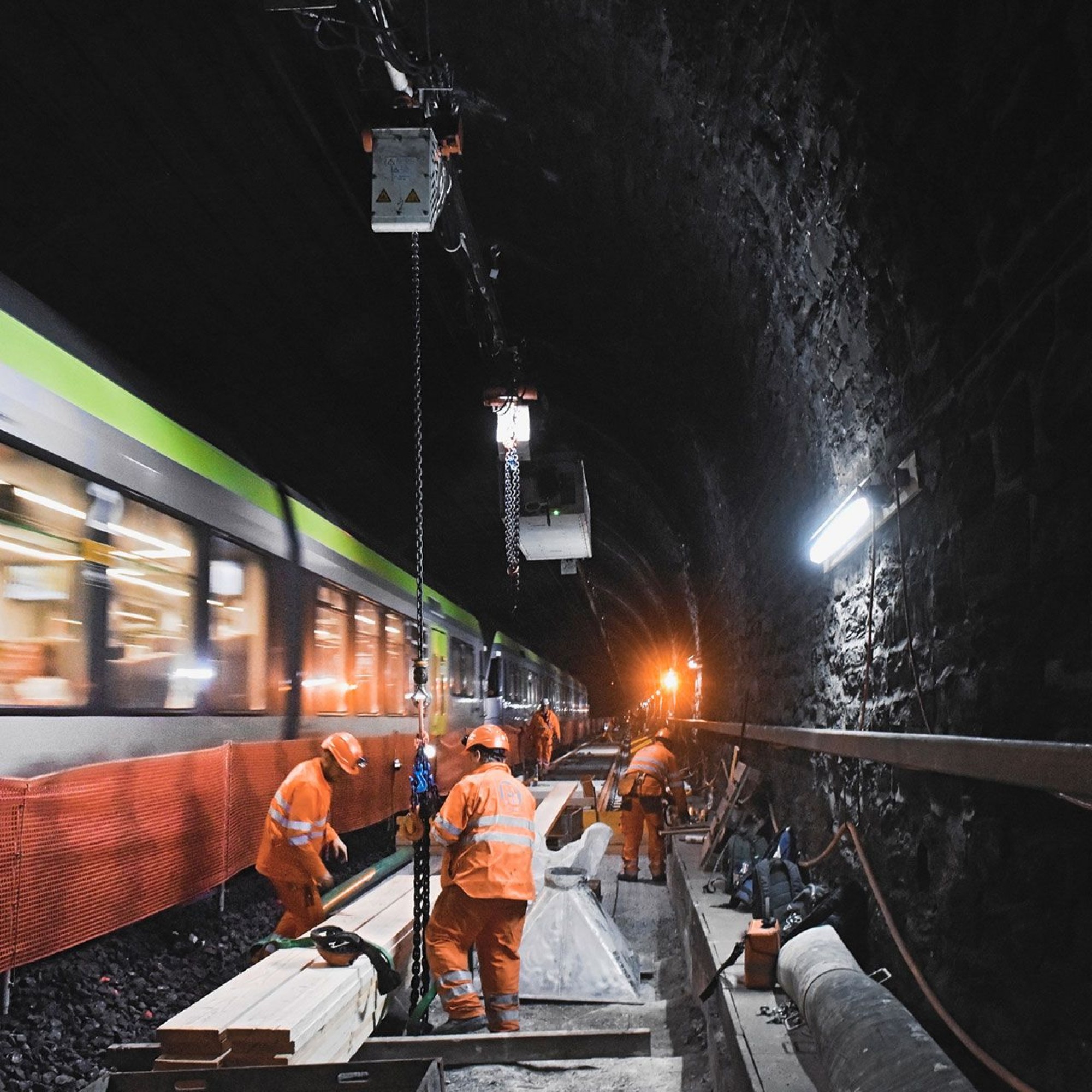 Bauarbeiten im Lötschbergtunnel, Sommer 2019.