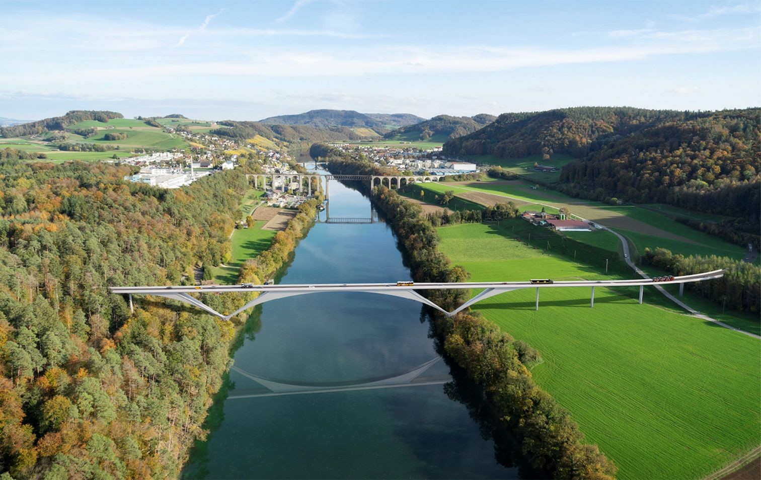 Visualisierung Calatrava-Rheinbrücke Umfahrung Eglisau