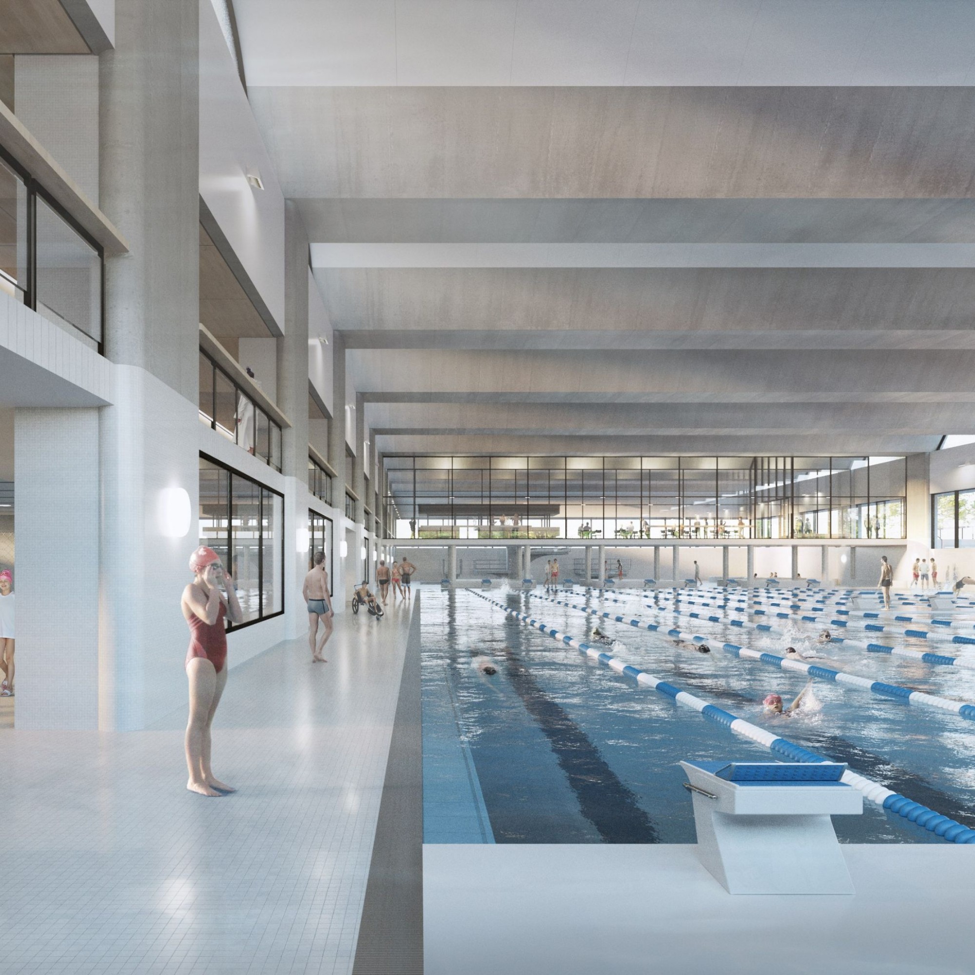 Visualisierung neue 50-Meter-Schwimmhalle im Berner Neufeld