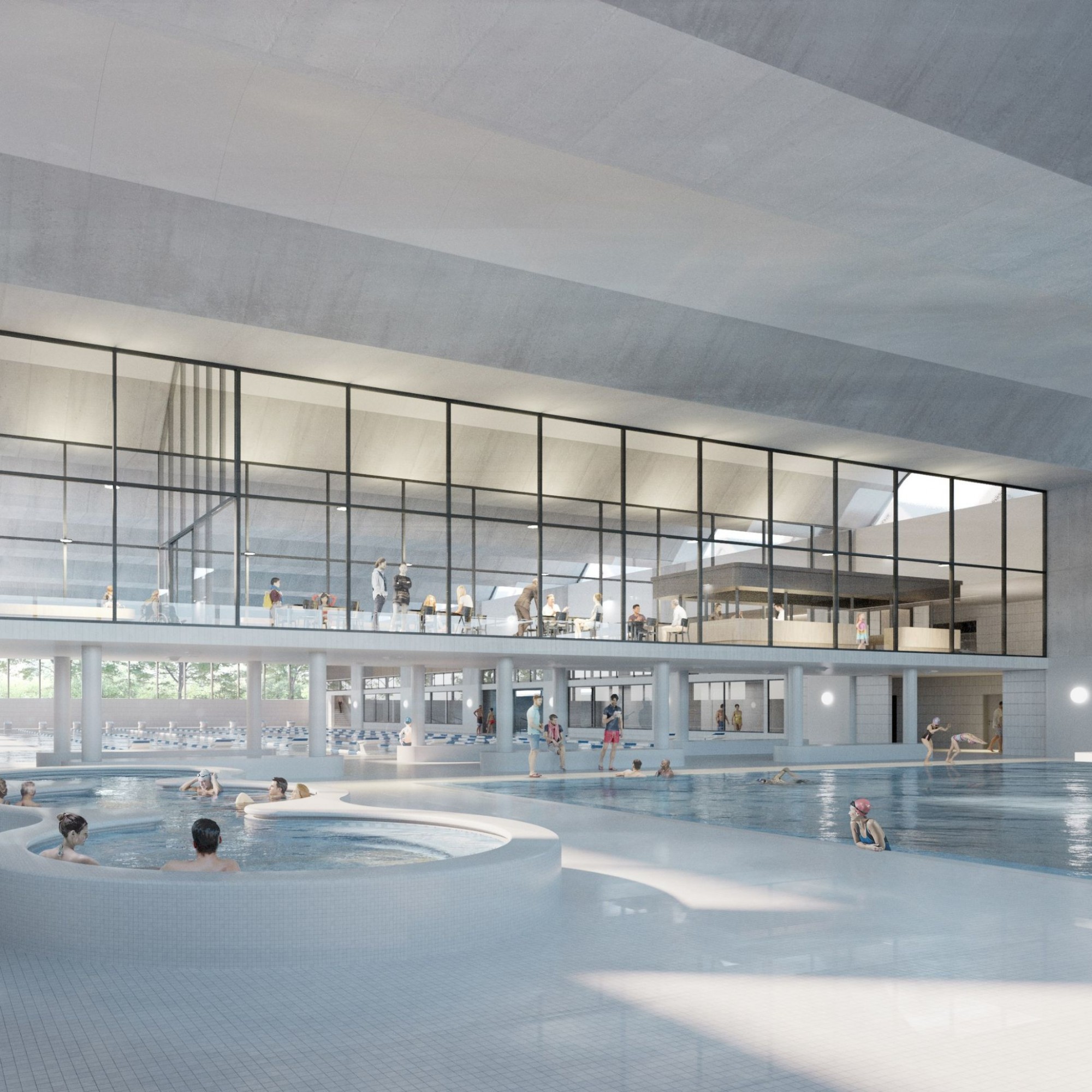 Visualisierung neue 50-Meter-Schwimmhalle im Berner Neufeld