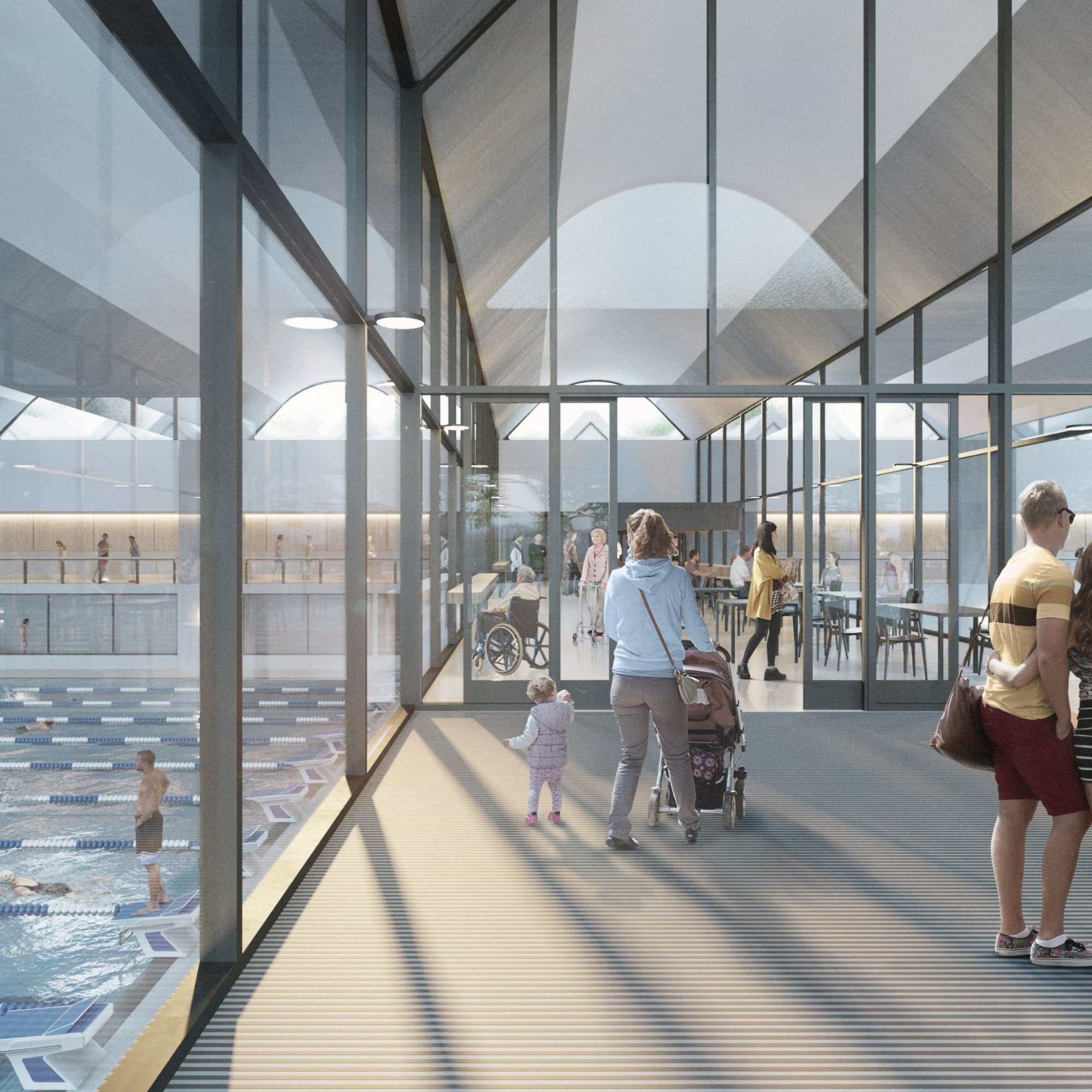Visualisierung neue 50-Meter-Schwimmhalle im Berner Neufeld