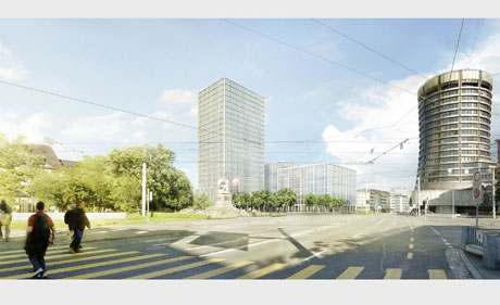 Visualisierung: Centralplatz mit neuem Gebäudekomplex / zvg