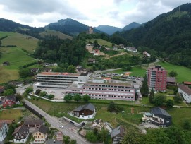 Luftaufnahme Spital Wattwil im Kanton St. Gallen