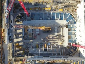 Drohnenaufnahme Baustelle Swiss Life Arena im April 2021