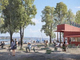 Visualisierung Siegerprojekt Porto Stretto Hafenpromenade Enge Kiosk