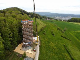 Bau von Hasenbergturm auf dem Mutschellen im Aargau