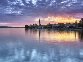 Romanshorn vom Bodensee aus gesehen.