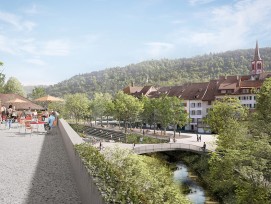 Visualisierung Postneubau und Stadtpark in Liestal