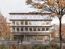 Visualisierung Neubau Sekundarschulhaus im Isengrind Stadt Zürich