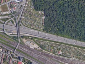 Luftbild Freizeitgärten A2-Rheintunnel in Basel