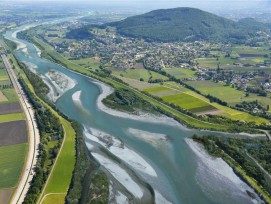 Rhesi-Visualisierung zur Frutzmündung