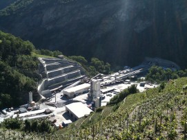 Baustelle der A9 im Oberwallis - Umfahrung Visp im Jahr 2010