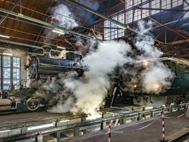 Denkmalgeschützte Lokremise in Depot Erstfeld