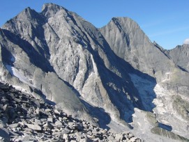 Piz Cengalo vor dem Felssturz.