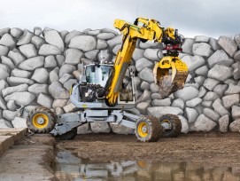 Autonomer Bagger baut Trockensteinmauer ETH Zürich