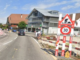 Blick Richtung Bernstrasse Ortsdurchfahrt in Münsingen