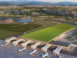 Visualisierung neues Terminal Flughafen Florenz mit Weinreben