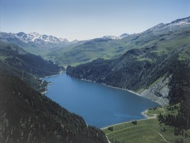 Marmorerasee Staudamm im Jahr 2002