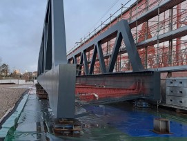 Stahlfachwerk obere Birsbrücke Installationsplatz