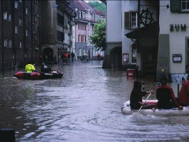 Überschwemmtes Mattequartier im Mai 1999