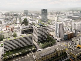 Sanierung Aufstockung Hauptsitz Zuger Kantonalbank Vogelperspektive