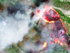 Waldbrand bei Split, Luftaufnahme