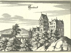 Schloss Sandegg 1642 von Matthaeus Merian