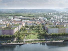 Visualisierung der Arealentwicklung Klybeck- und Westquai in Basel