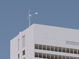 Visualisierung einer Kleinwindkraftanlage auf dem Telli-Hochhaus