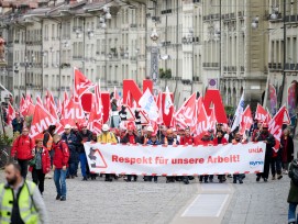 Demonstration der Bauarbeiter in Bern