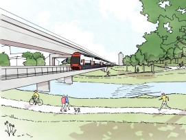 Visualisierung der Bahnbrücke Neumühle für Projekt Mehrspur Zürich-Winterthur