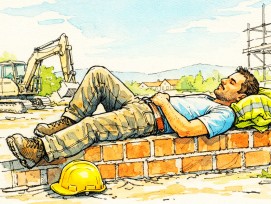 Schlafender Bauarbeiter (Symbolbild)