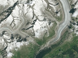 Aletschgletscher aus dem Orbit gesehen, am 6. August 2024