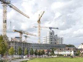 Grossbaustelle im Quartier Göbli in Zug,