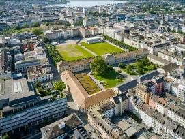 Luftbild vom Kasernenareal in der Stadt Zürich