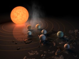 Illustration des Planetensystems «TRAPPIST-1»