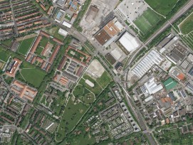Luftbild des Springgarten-Areals in der Stadt Bern